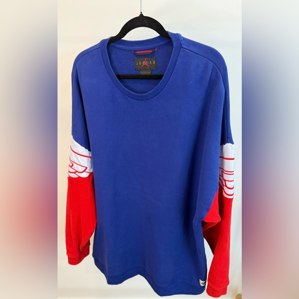 Nike Air Jordan Embroidered Wings Sweatshirt Men's six 3XL Blue/Red